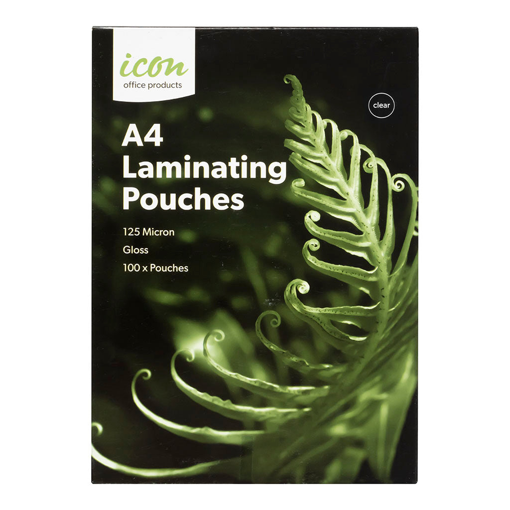 Icon Laminating Pouches A4 Gloss 125mic, Pack of 100