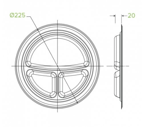 23CM / 9” 3-COMPARTMENT ROUND BIOCANE PLATE - Cafe Supply