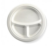 23CM / 9” 3-COMPARTMENT ROUND BIOCANE PLATE - Cafe Supply