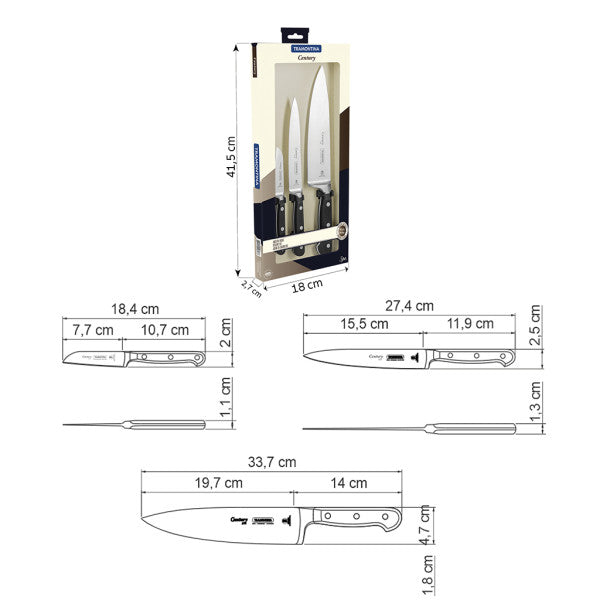 Tramontina Century Knife 3 Piece Set