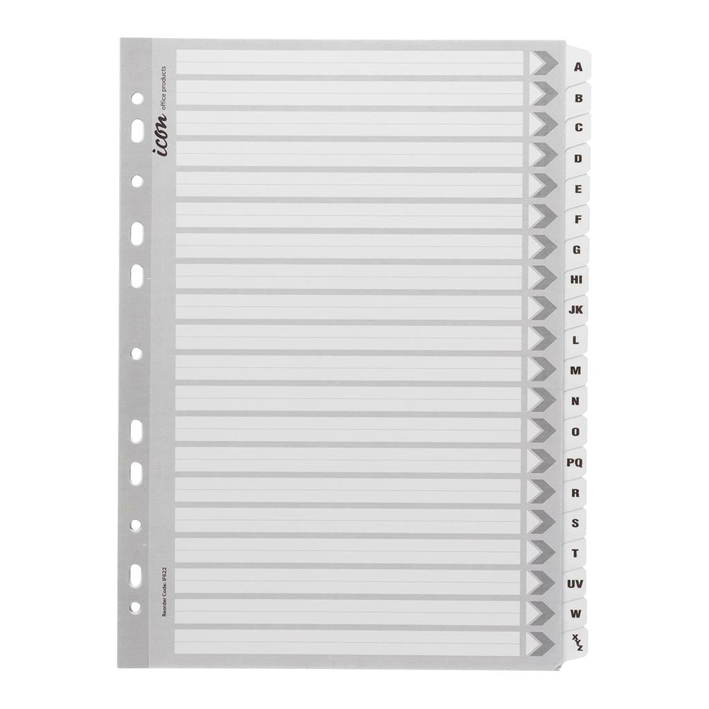 Icon Cardboard Indices with Reinforced Tabs A-Z White