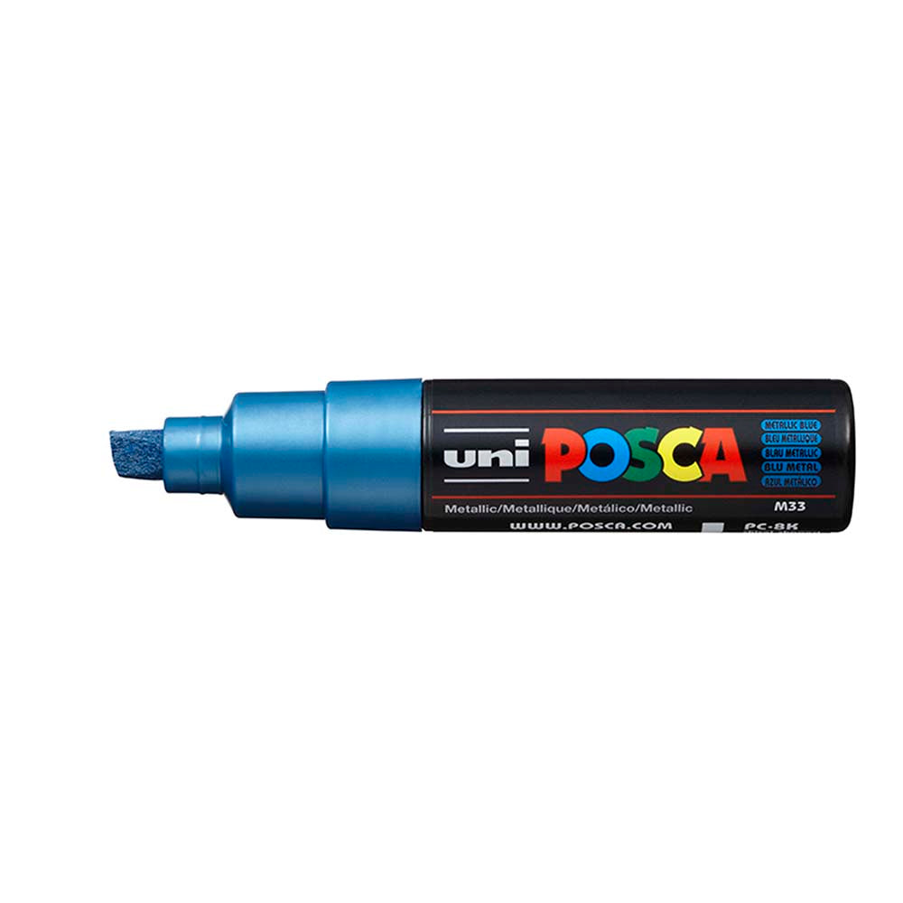 Uni Posca Marker 8.0mm Bold Chisel Metallic Blue PC-8K - Cafe Supply