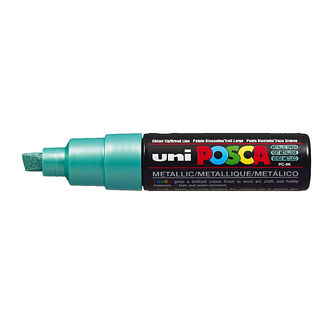 Uni Posca Marker 8.0mm Bold Chisel Metallic Green PC-8K - Cafe Supply
