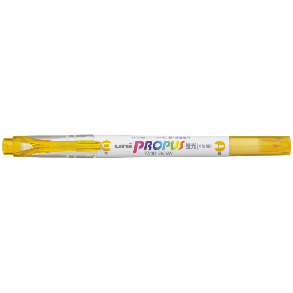 Uni Propus Window Double-Ended Highlighter 4.0mm/0.6mm Bright Yellow PUS-102 - Cafe Supply