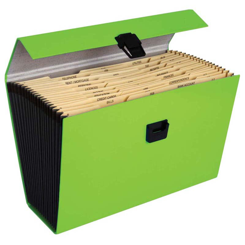 FM File Expanding Vivid Lime Green 19 Pocket - Cafe Supply
