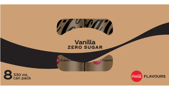 Coca-Cola Vanilla No Sugar Soft Drink Cans 8 x 330ml