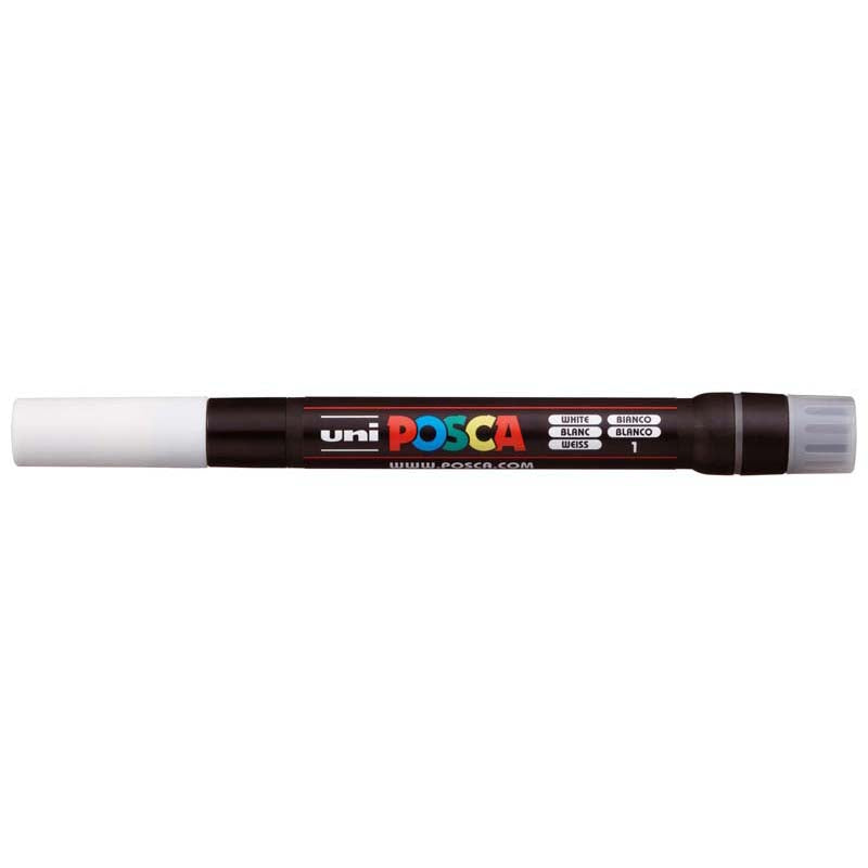 Uni Posca Marker 0.1-10.0mm Brush Tip White PCF-350 - Cafe Supply