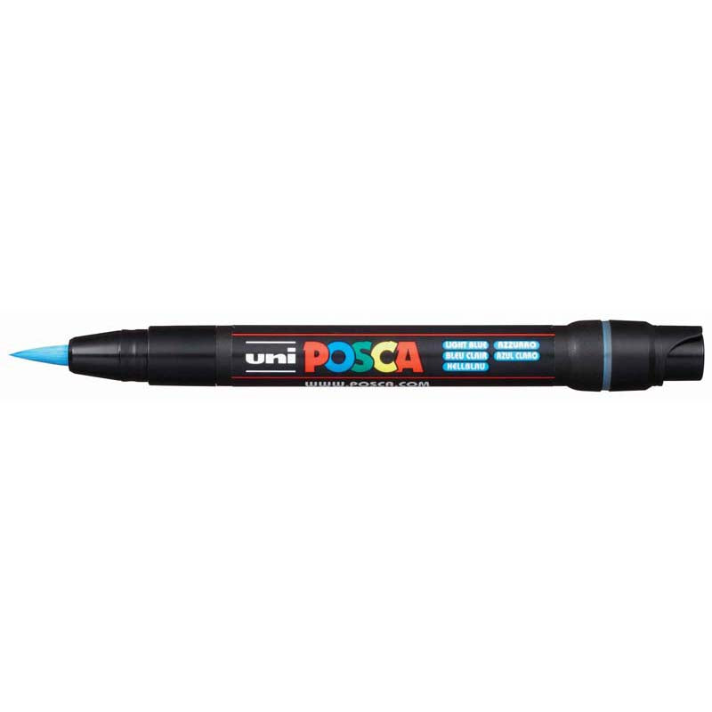 Uni Posca Marker 0.1-10.0mm Brush Tip Light Blue PCF-350 - Cafe Supply