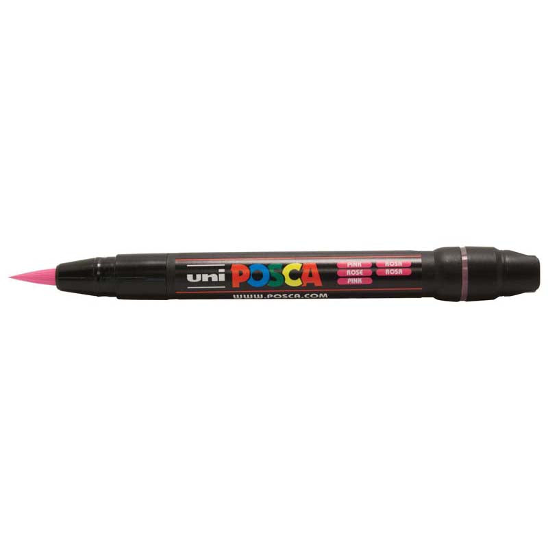 Uni Posca Marker 0.1-10.0mm Brush Tip Pink PCF-350 - Cafe Supply