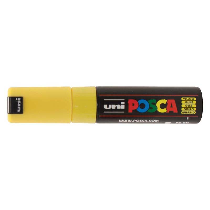 Uni Posca Marker 8.0mm Bold Chisel Yellow PC-8K - Cafe Supply