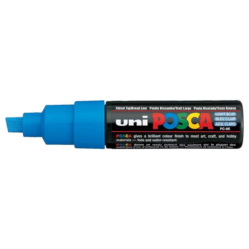 Uni Posca Marker 8.0mm Bold Chisel Light Blue PC-8K - Cafe Supply