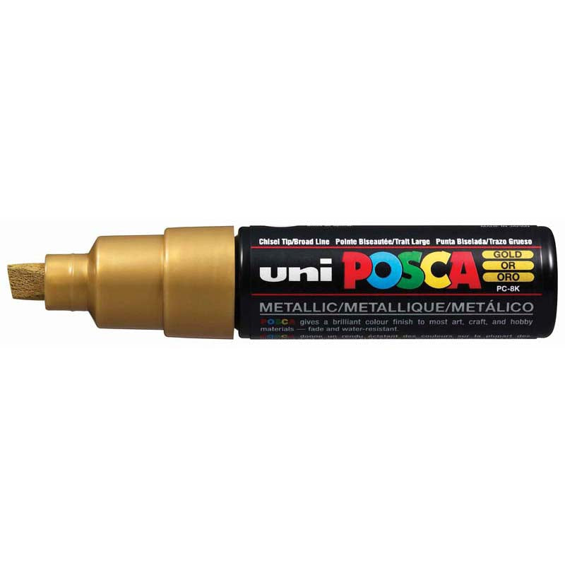 Uni Posca Marker 8.0mm Bold Chisel Gold PC-8K - Cafe Supply