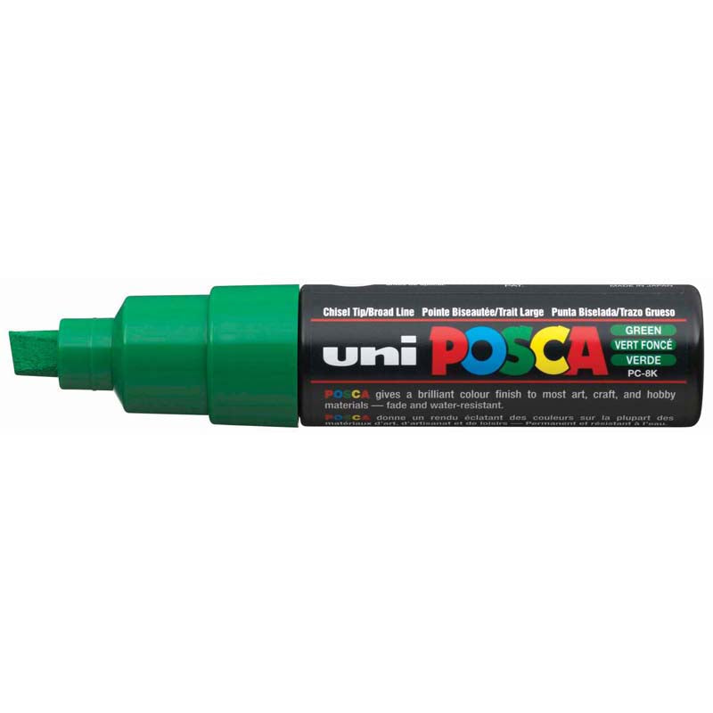 Uni Posca Marker 8.0mm Bold Chisel Green PC-8K - Cafe Supply