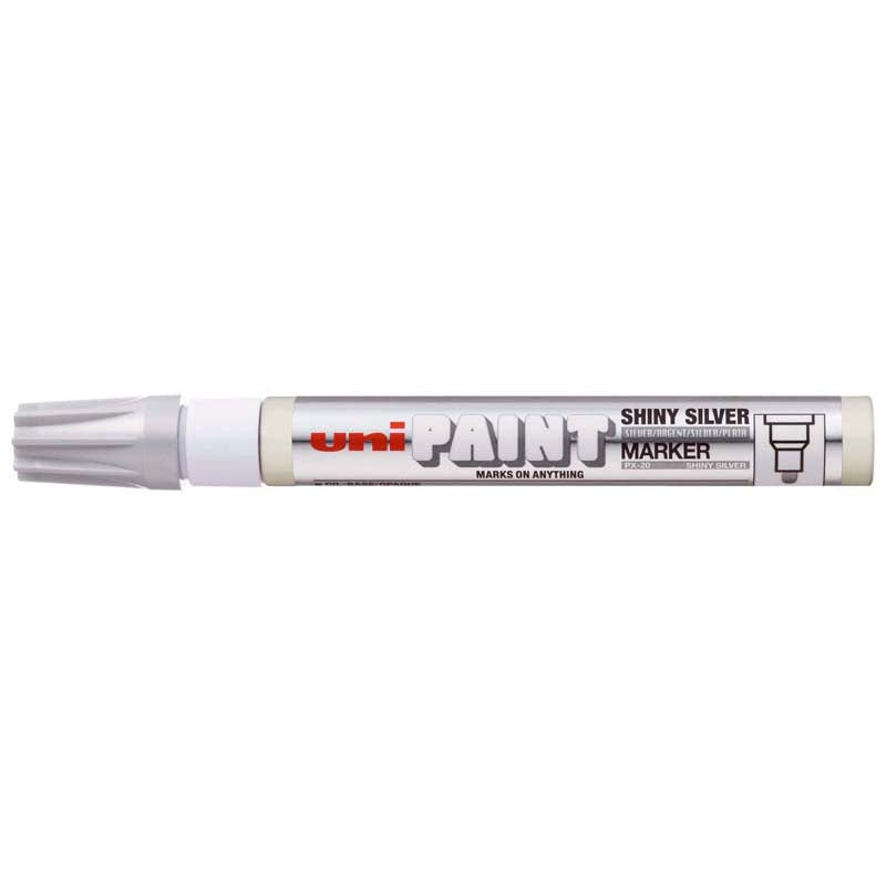 Uni Paint Marker 2.8mm Bullet Tip Shiny Silver PX-20 - Cafe Supply