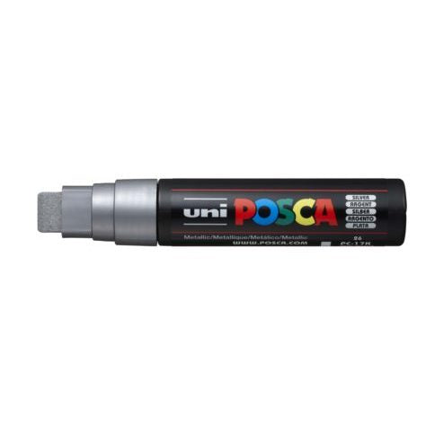 Uni Posca Marker 15.0mm Extra-Broad Chisel Silver PC-17K - Cafe Supply