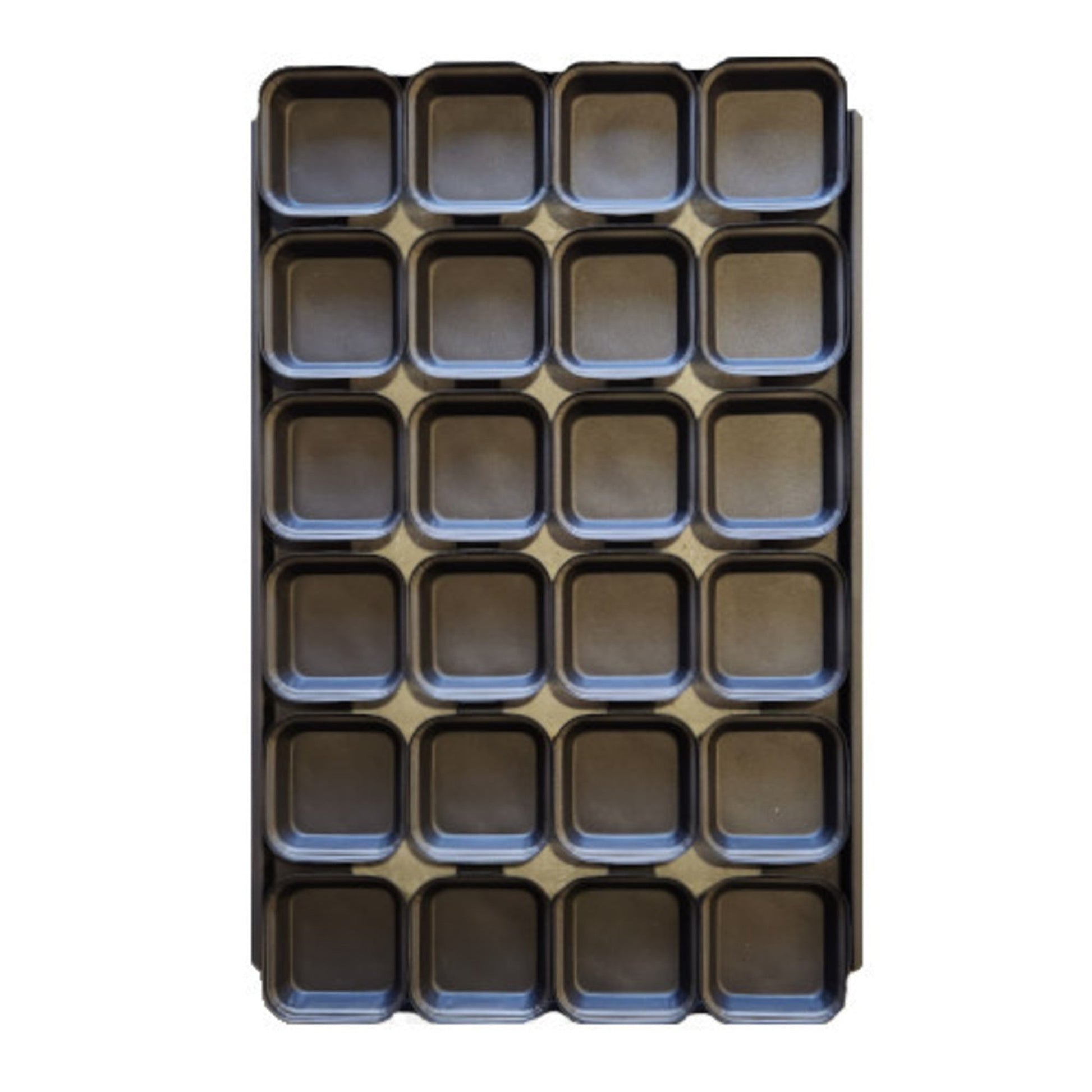 Palletized Pie Tins, (24) Square tins 108x27mm, Tray size 720x460mm-TEFLON COATED (50) - Cafe Supply