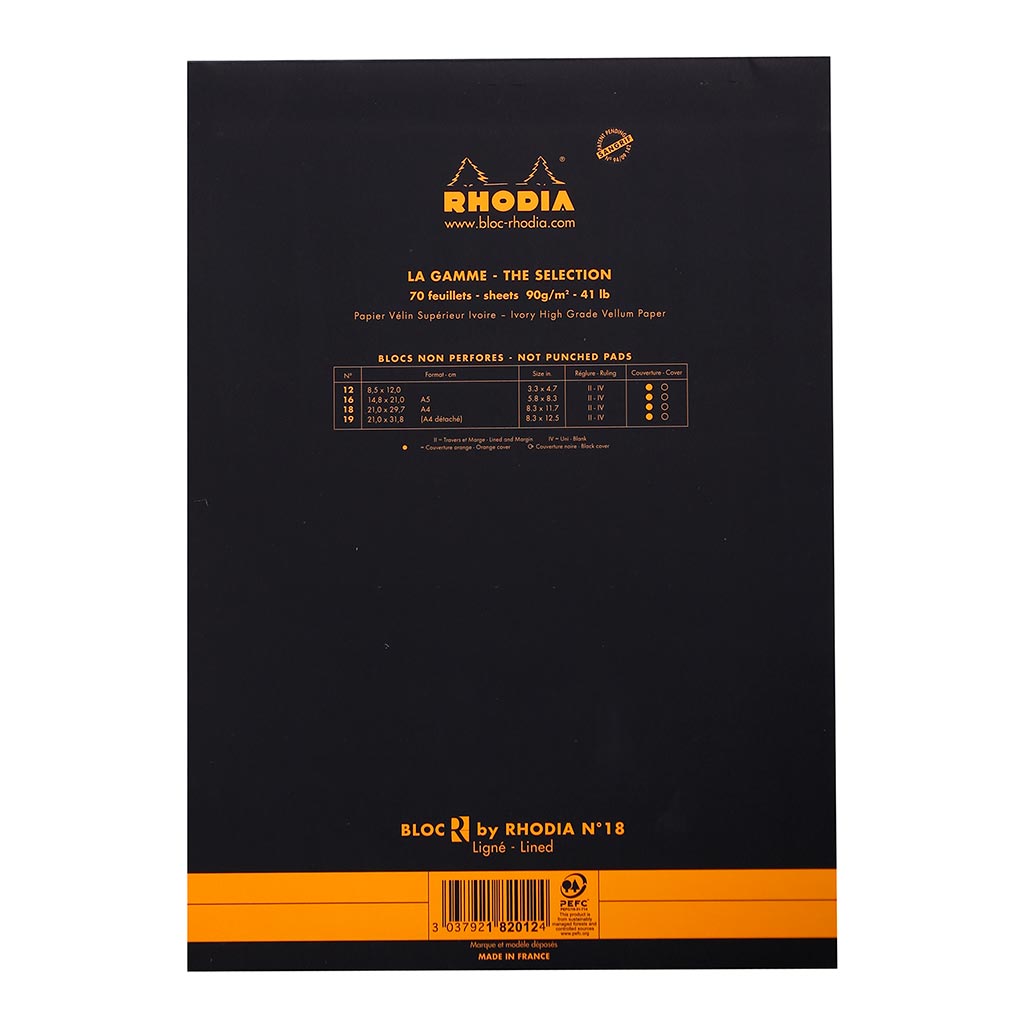 Rhodia le R Pad No. 18 A4 Lined Black