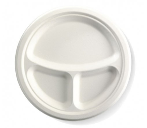 25CM / 10” 3-COMPARTMENT ROUND BIOCANE PLATE - Cafe Supply