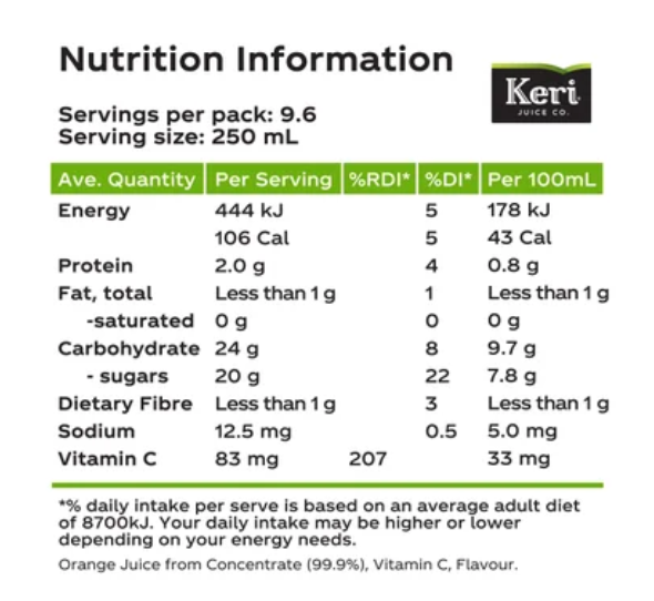 Keri Juice Kitchen Premium Orange Juice 2.4l - Cafe Supply
