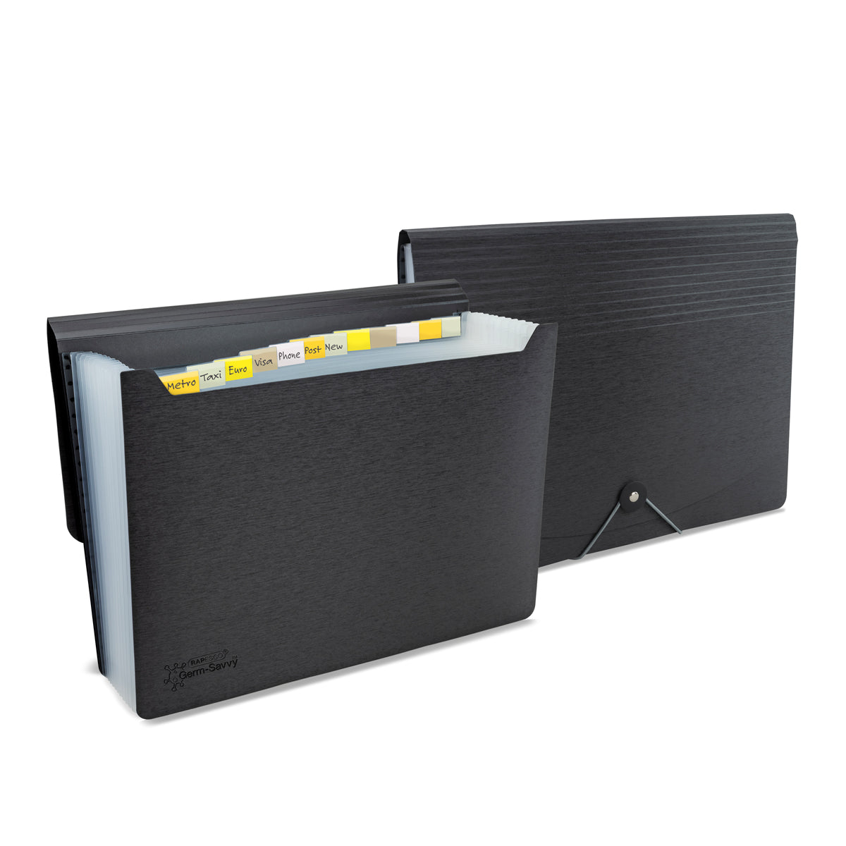 Rapesco Germ-Savvy Antibacterial Expanding File A4 13 Pocket Black - Cafe Supply
