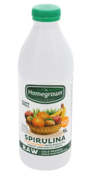 The Homegrown Juice Company Spirulina Wheat Barley Grass Raw Fruit Smoothie 1l