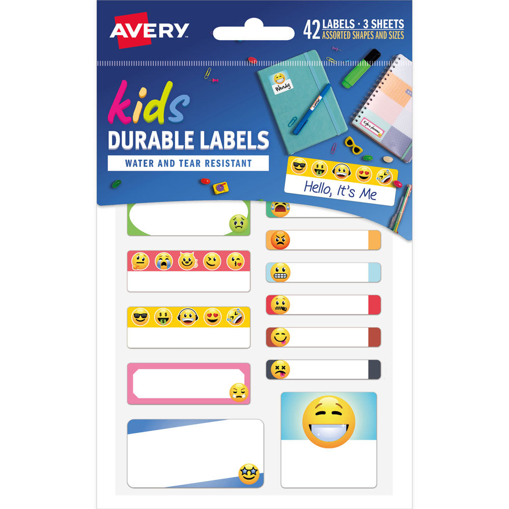 Avery School Label Multipack - Hello It's Me Emoji 42 Pack - Cafe Supply
