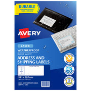Avery Weatherproof Label L7073 99.1X38.1mm 14up 10 Sheets - Cafe Supply