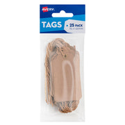 Avery Kraft Brown Scallop Tags  85x45mm 25 pack - Cafe Supply