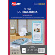 Avery Brochures  Tri Fold DL A4 Inkjet Laser 1up 20 Sheets - Cafe Supply