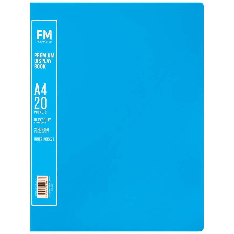 FM A4 Premium Display Book 20 Pocket Ice Blue - Cafe Supply
