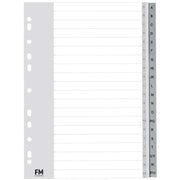 FM Indices A-Z A4 Grey Polyprop - Cafe Supply