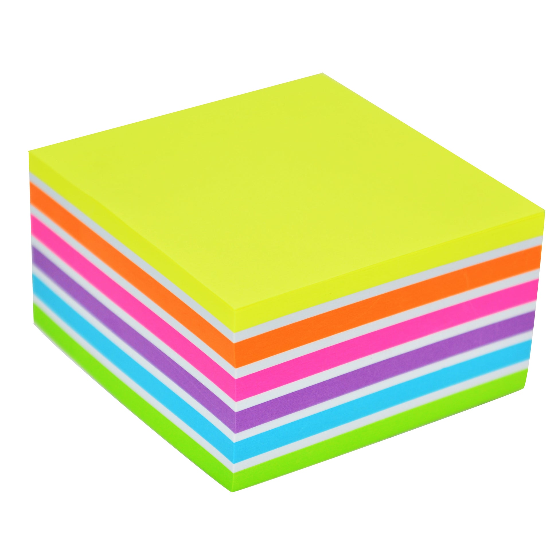 Stick'n Note Cube 76x76mm 400 Sheets Neon Pastel Mix - Cafe Supply