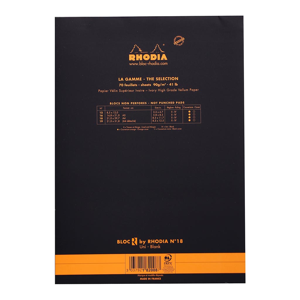 Rhodia le R Pad No. 18 A4 Blank Black