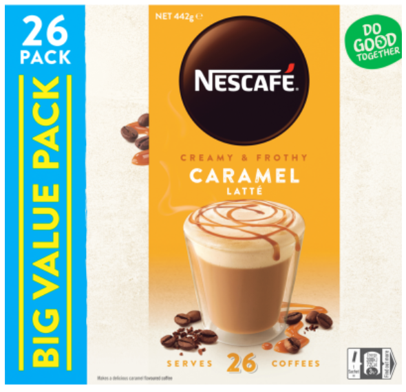Nescafe Caramel Latte Coffee Sachets Value Pack 26pk - Cafe Supply