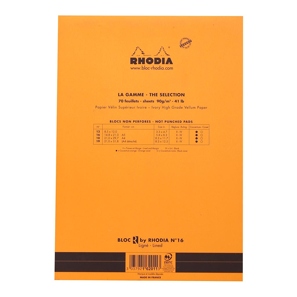Rhodia le R Pad No. 16 A5 Lined Orange