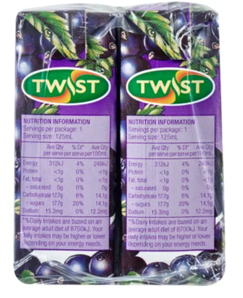 Twist Fruit Drink Blackcurrant 8pk - Cafe Supply