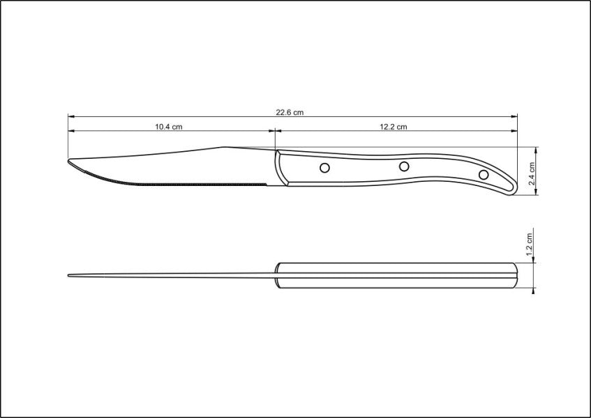 Tramontina Churrasco Steak Knife  Micro Serrated Narrow Polywood 4", 10cm