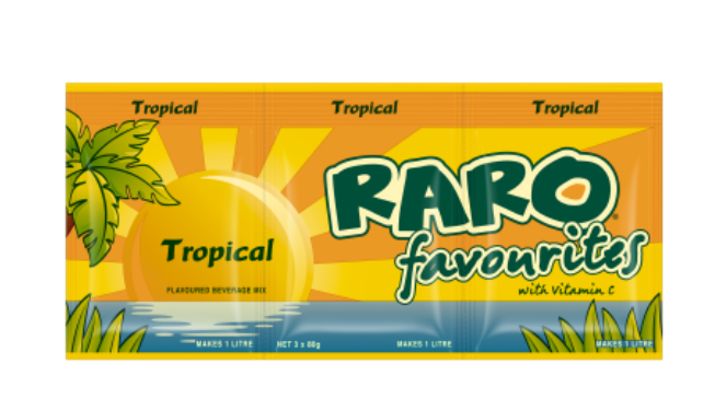 Raro Favourites Tropical Flavoured Beverage Mix 3 x 80g - Cafe Supply