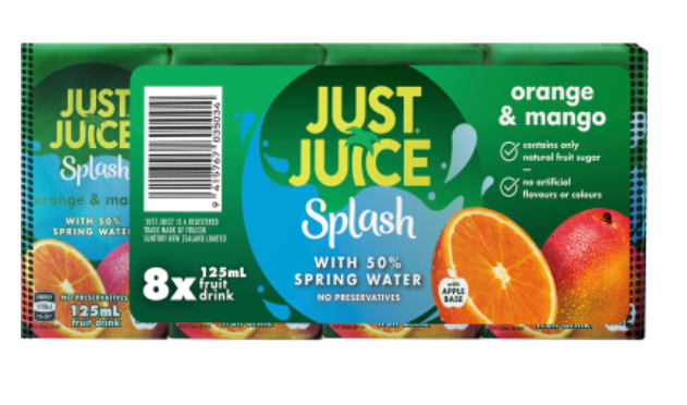 Just Juice Splash Orange & Mango Fruit Juice 8pk