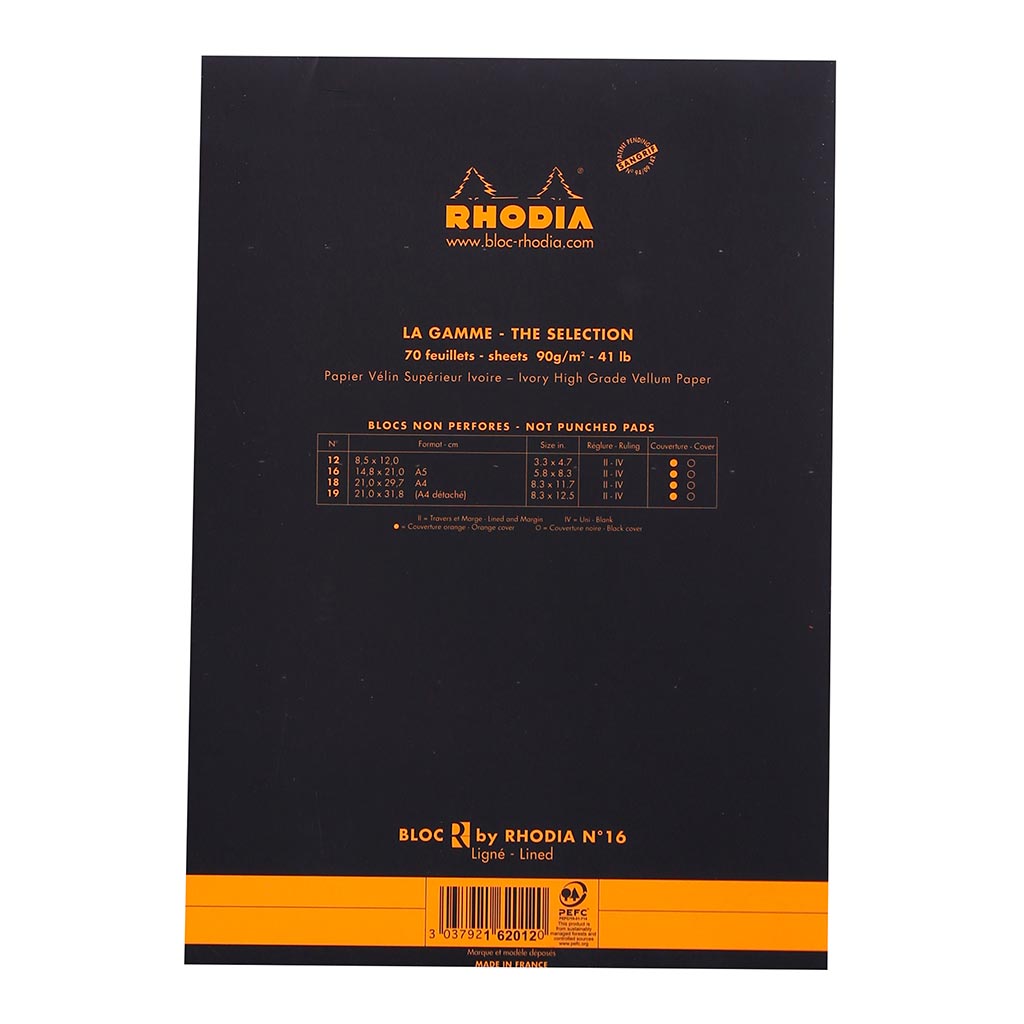 Rhodia le R Pad No. 16 A5 Lined Black