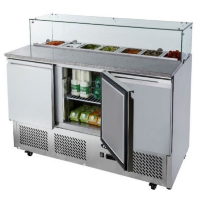 3 DOORS PIZZATABLE SALADETTE FRIDGE 1365 MM ESL3864 - Cafe Supply