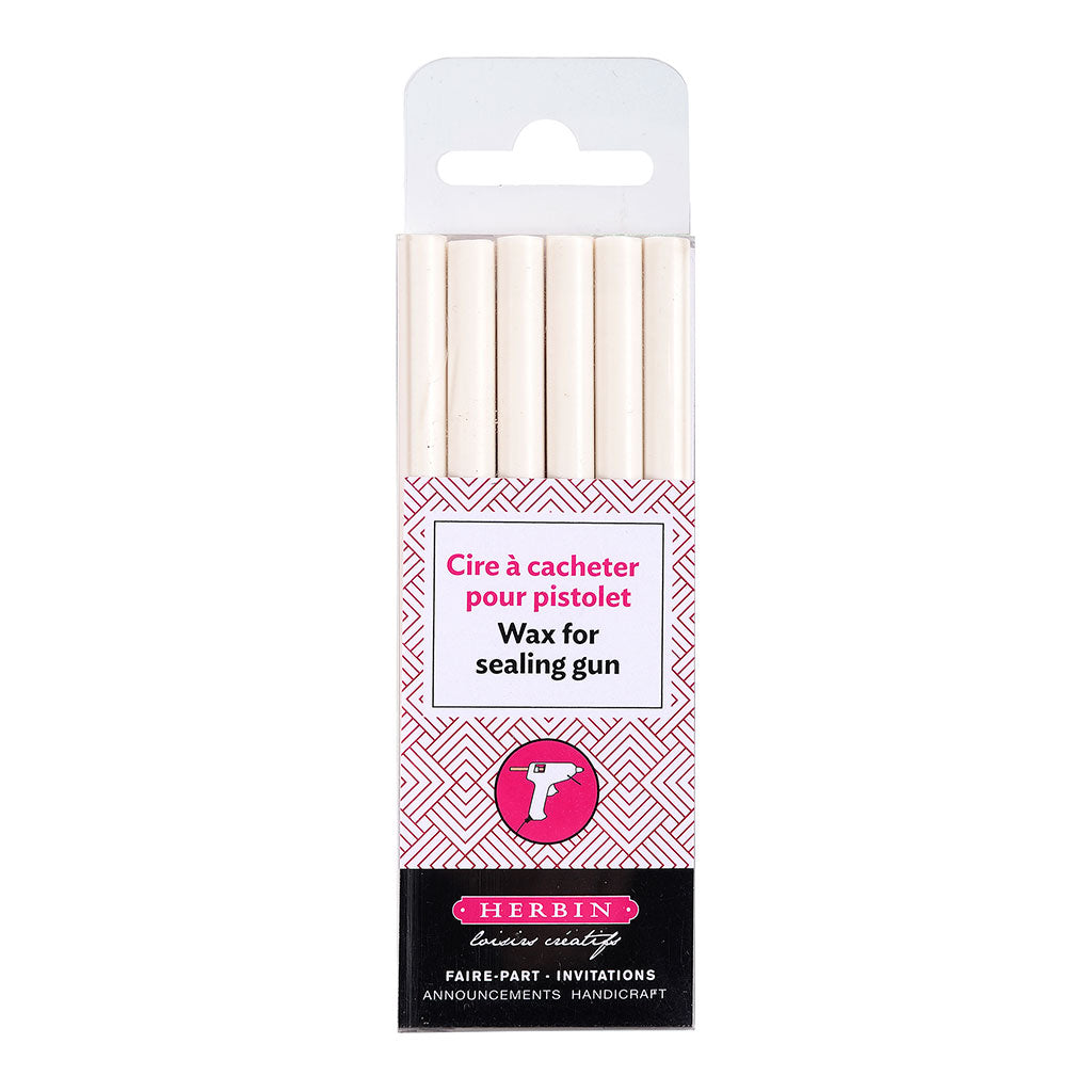 Herbin Wax Gun Sticks White, Pack of 6