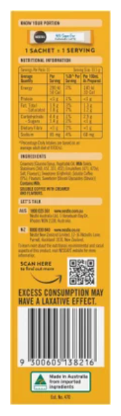 Nescafe 98% Sugar Free Caramel Latte Coffee Sachets 10pk