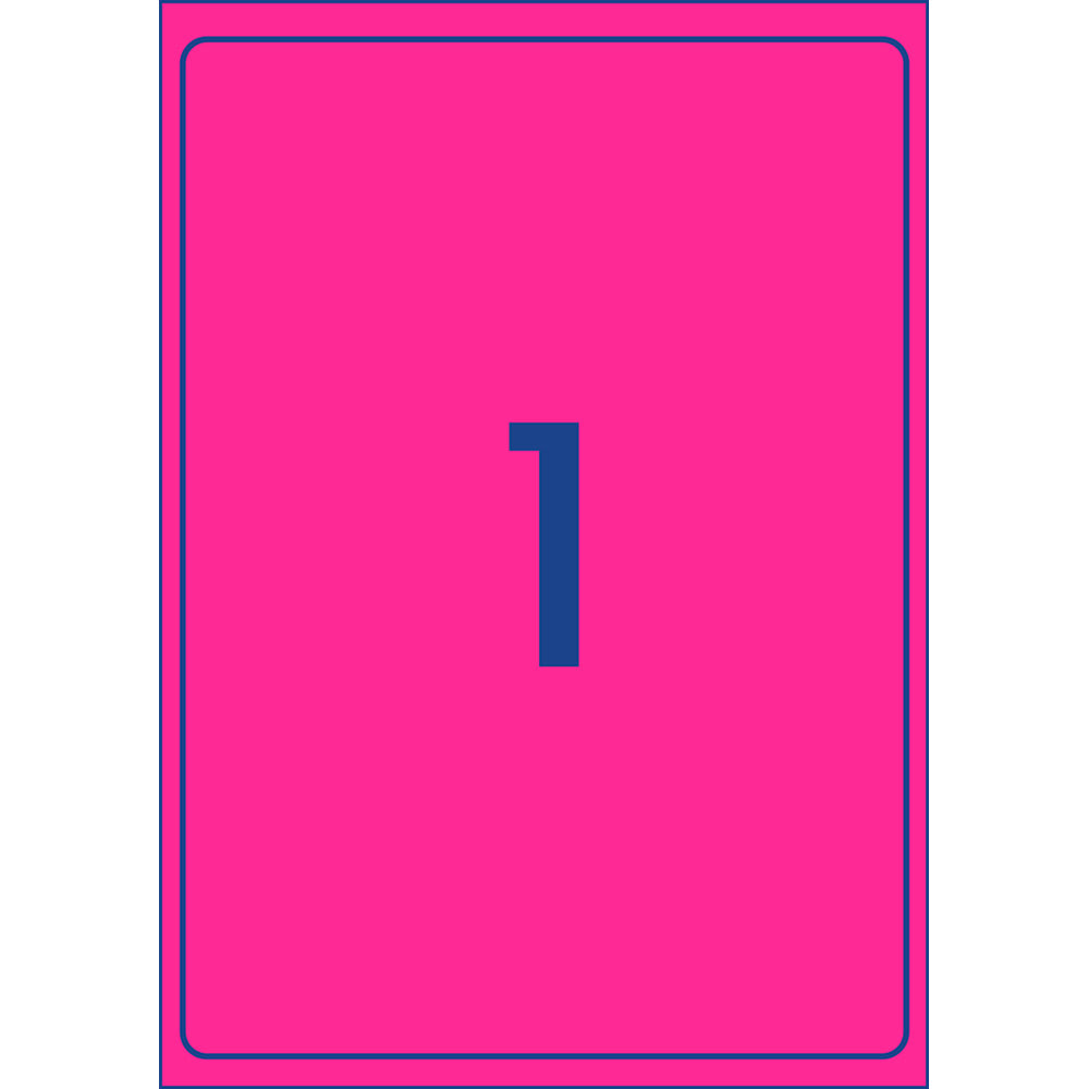 Avery Shipping Label L7167FP Flo Pink Laser 199.6 X 289.1mm 1up 25 Sheets - Cafe Supply