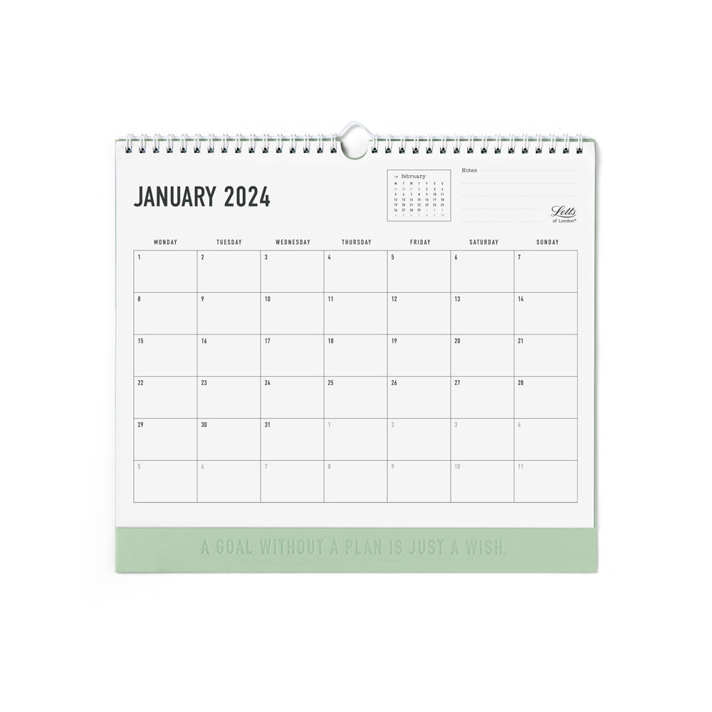 Letts of London Wall Calendar Conscious 300x270mm Sage Even Year