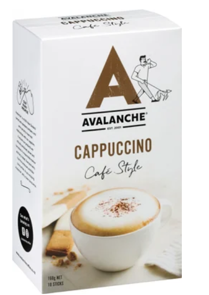 Avalanche Cappuccino Coffee Sticks 10 x 16g - Cafe Supply