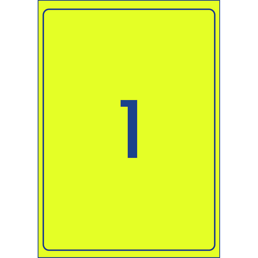 Avery Shipping Label L7167FY Flo Yellow Laser 199.6x289.1mm 1up 25 Sheets - Cafe Supply