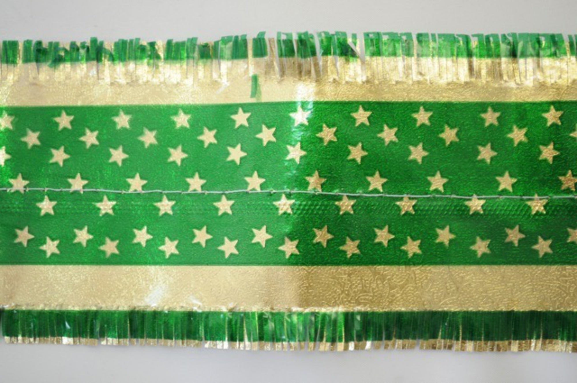 Star Pattern Band 76mm wide Gold on Green, 1 Metre - Cafe Supply