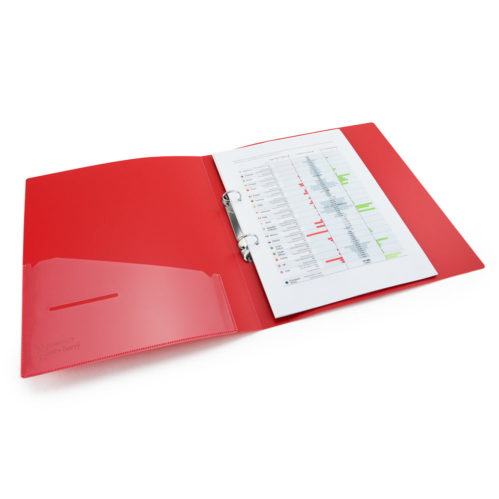 Rapesco Germ-Savvy Antibacterial A4 PP Ring Binder 2/25 Red - Cafe Supply