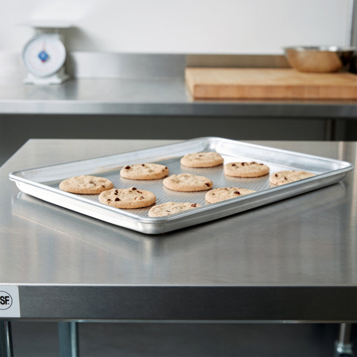 Half-size Wear-Ever® heavy-duty perforated aluminum sheet pan with natural finish